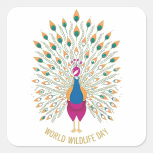 WELTTAG DER WILDLIFE-Aufkleber Quadratischer Aufkleber