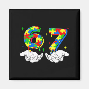Welttag des Autismus lustig 67 sechs sieben Männer Magnet