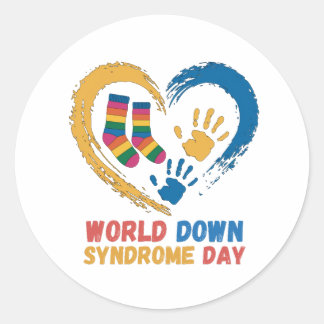 Welttag des Down-Syndroms Bewusstsein Familie Unte Runder Aufkleber