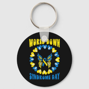 Welttag des Down-Syndroms Schmetterling-Bewusstsei Schlüsselanhänger