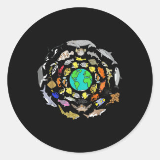 Welttag des Meereslebens am Welttag der Erde Runder Aufkleber