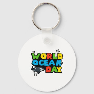 Welttag des Ozeans Orca Splash Design Liebe Ohr Schlüsselanhänger