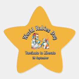 Welttollwuttag. Impfen zur Befreiung. Stern-Aufkleber