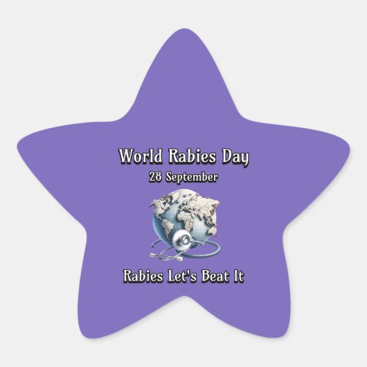 Welttollwuttag. Tollwut Lasse es schlagen Stern-Aufkleber (Vorderseite)