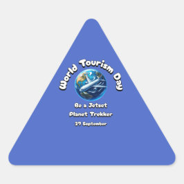 Welttourismus-Tag. 27 September Dreieckiger Aufkleber