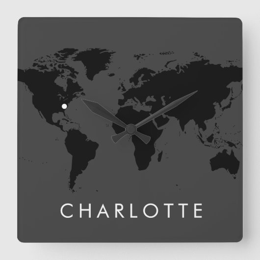 Weltuhr kundenspezifisch moderne US-City-Time-Zone Quadratische Wanduhr (Vorderseite)