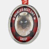 WELTWEIT BEST CAT Red and Black Buffalo Karo Name Ornament Aus Metall (Links)
