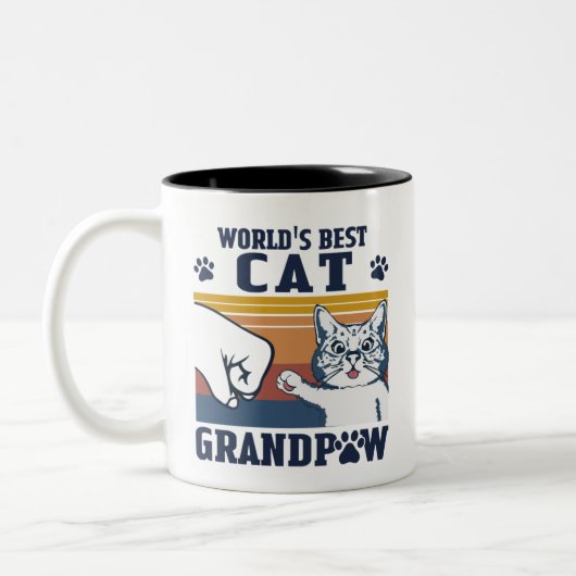 Weltweit beste Katze Opa Zweifarbige Tasse (Links)