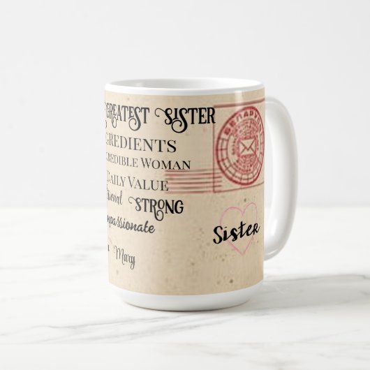 Weltweit Beste Schwester Kaffeetasse (VorderseiteRechts)