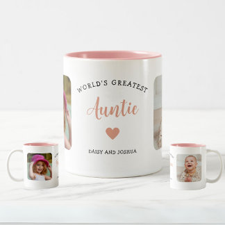 Weltweit Beste Tante Custom 2 Foto Pink Modern Zweifarbige Tasse