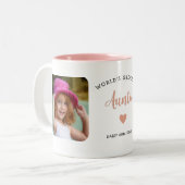 Weltweit Beste Tante Custom 2 Foto Pink Modern Zweifarbige Tasse (Vorderseite Links)