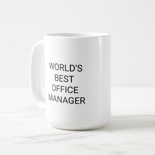 Weltweit Bester Office Manager Monochrome Kaffeetasse (Vorderseite Links)