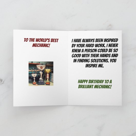 Weltweit bester Werktag Karte (Innenseite)