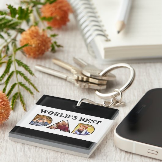 Weltweit bestes Vater-Zitat 3 - FotoCollage Schlüsselanhänger (Vorderseite rechts)