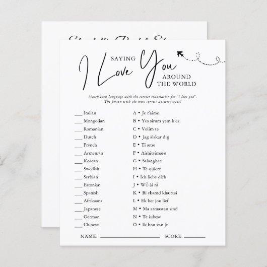 Weltweit | Brautparty Game (Vorne/Hinten)