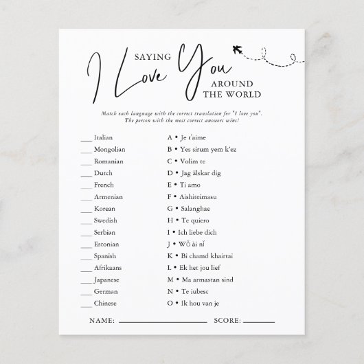 Weltweit | Brautparty Game (Vorderseite)