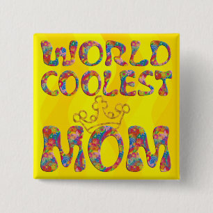 Weltweit Coolste Mama Gelbe Wellen Button