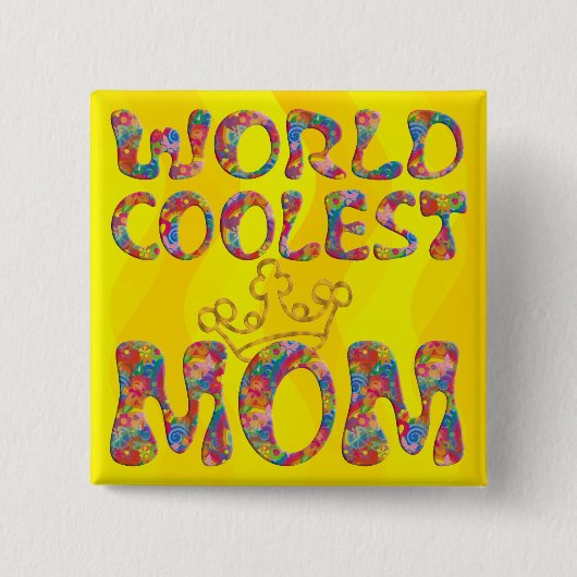Weltweit Coolste Mama | Gelbe Wellen Button (Vorderseite)