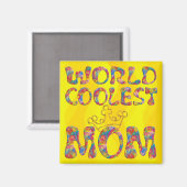 Weltweit Coolste Mama | Gelbe Wellen Magnet (Vorderseite/Rückseite)
