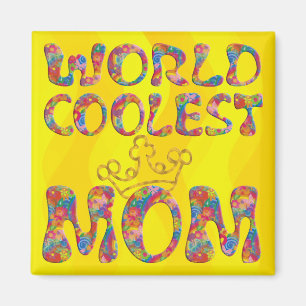 Weltweit Coolste Mama   Gelbe Wellen Magnet