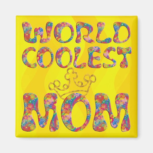 Weltweit Coolste Mama | Gelbe Wellen Magnet (Vorne)