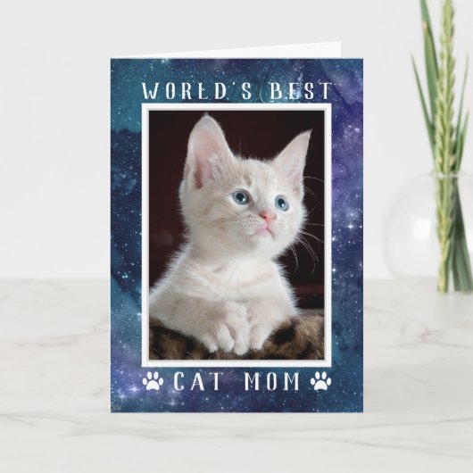 Weltweit das beste Cat Mama Foto Space Custom Gebu Karte (Vorderseite)