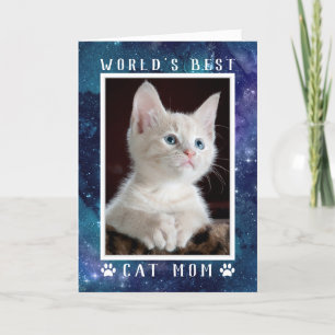 Weltweit das beste Cat Mama Foto Space Custom Gebu Karte