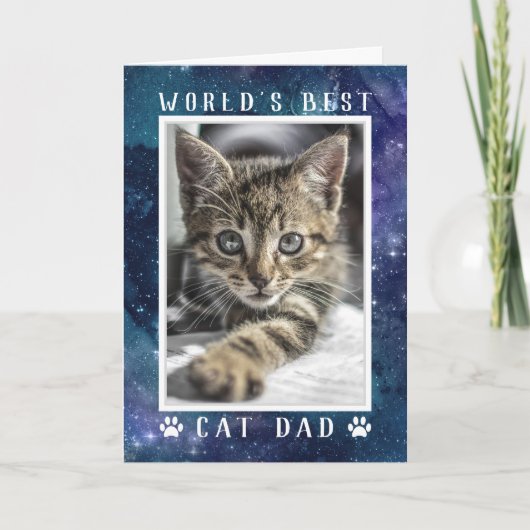 Weltweit das beste Cat Vater Foto Space Custom Geb Karte (Vorderseite)