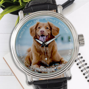 Weltweit das beste Vater Custom Dog Foto Armbanduhr