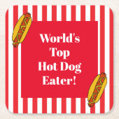 Weltweit führender Hot Dog Eater Food Eating Conte Rechteckiger Pappuntersetzer (Vorderseite)
