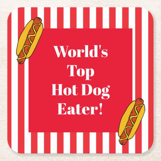 Weltweit führender Hot Dog Eater Food Eating Conte Rechteckiger Pappuntersetzer (Vorderseite)