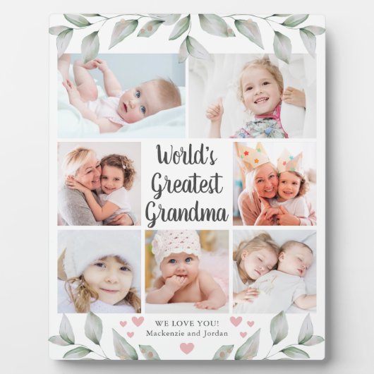 WELTWEIT GRANDMA 7 Foto Collage Green Fotoplatte (Vorderseite)