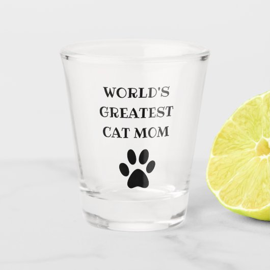 Weltweit größter Katzentext-Mama Personalisiert Schnapsglas (Vorderseite)