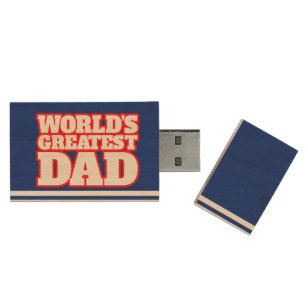 Weltweit größter Papa-blaue gestreifte Brasse Holz USB Stick