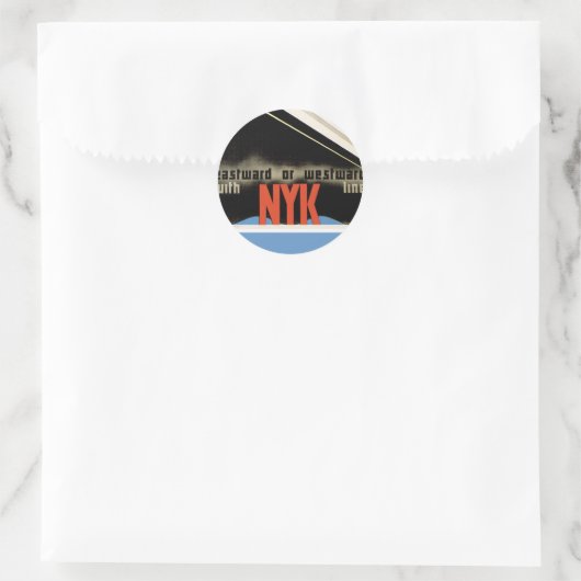 Weltweit mit NYK Runder Aufkleber (Tasche)