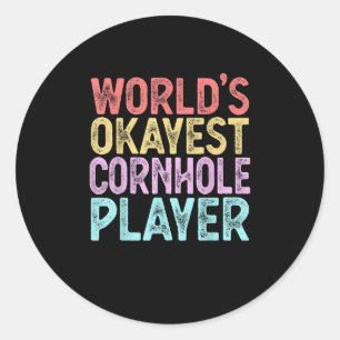 Weltweit Okayester Cornhole-Spieler Lustiger Cornh Runder Aufkleber