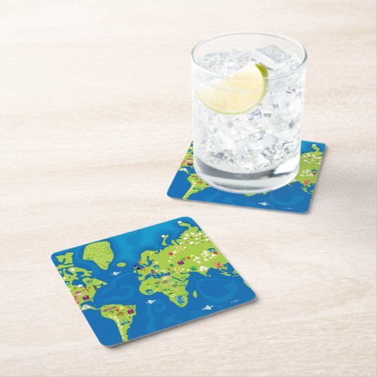 Weltweit Rechteckiger Pappuntersetzer (Vor Ort)