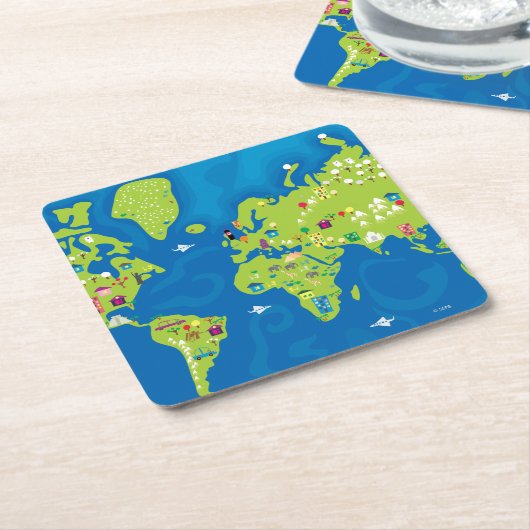 Weltweit Rechteckiger Pappuntersetzer (angewinkelt)