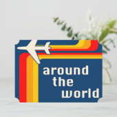 weltweit Retrostreifen Einladung (Stehend Vorderseite)