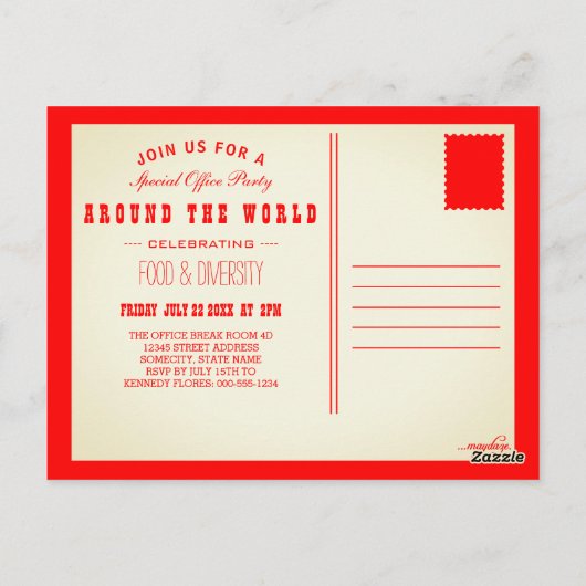 weltweit Retrostreifen Postkarte (Rückseite)