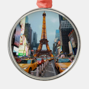 Weltweit vermischt - New York City & Paris Silbernes Ornament