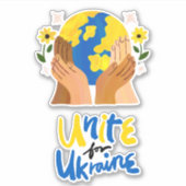 Weltweite Einheit für Ukraine Aufkleber (Vorderseite)