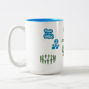 WELTWEITE FRIEDENS WEISS BLAU KOMBO 15 OZ. FRIEDEN ZWEIFARBIGE TASSE
