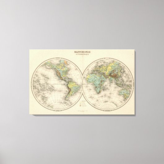 Weltweite hypsometetrische Karten Leinwanddruck (Vorderseite)