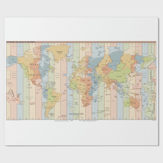 Weltweite Karte der Zeitzonen Geschenkpapier (Flach)