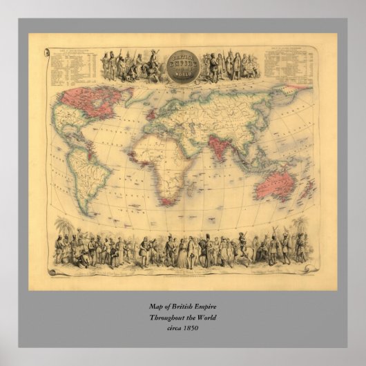 Weltweite Karte des britischen Empire aus den 1850 Poster (Vorne)