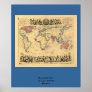 Weltweite Karte des britischen Empire aus den 1850 Poster