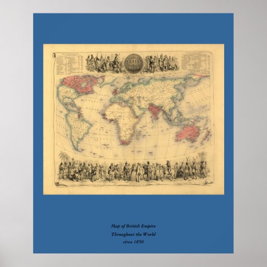 Weltweite Karte des britischen Empire aus den 1850 Poster (Vorne)