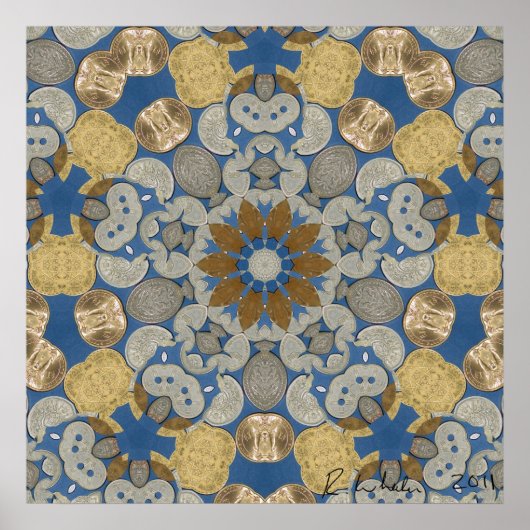 Weltweite Münzstar-Blume Poster (Vorne)