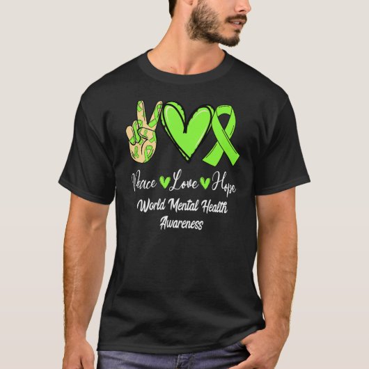 Weltweite psychische Gesundheit WMH Peace Liebe Ho T-Shirt (Vorderseite)